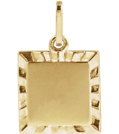 88724 Pendant 14K Yellow 16.3 X 10 Mm Polished Engravable Sunburst Pendant