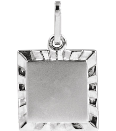 88724 Pendant Sterling Silver 16.3 X 10 Mm Polished Engravable Sunburst Pendant