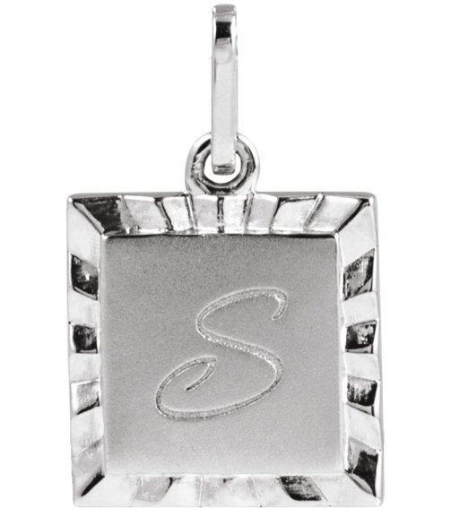 88724 Pendant Sterling Silver 16.3 X 10 Mm Polished Engravable Sunburst Pendant