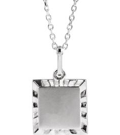 88724 Necklace Platinum 16.3 X 10 Mm 16-18 In Polished Engravable Sunburst Necklace