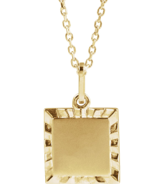 88724 Necklace 14K Yellow 16.3 X 10 Mm 16-18 In Polished Engravable Sunburst Necklace