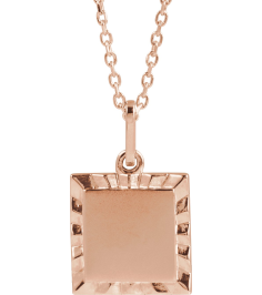 88724 Necklace 14K Rose 16.3 X 10 Mm 16-18 In Polished Engravable Sunburst Necklace