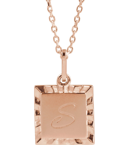 88724 Necklace 14K Rose 16.3 X 10 Mm 16-18 In Polished Engravable Sunburst Necklace