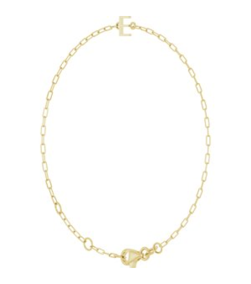 Brc968 Bracelet 14K Yellow Initial E 6 12-7 12 In Polished Sans Serif Initial E Bracelet