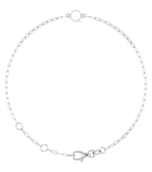 Brc968 Bracelet 14K White Initial Q 6 12-7 12 In Polished Sans Serif Initial Q Bracelet