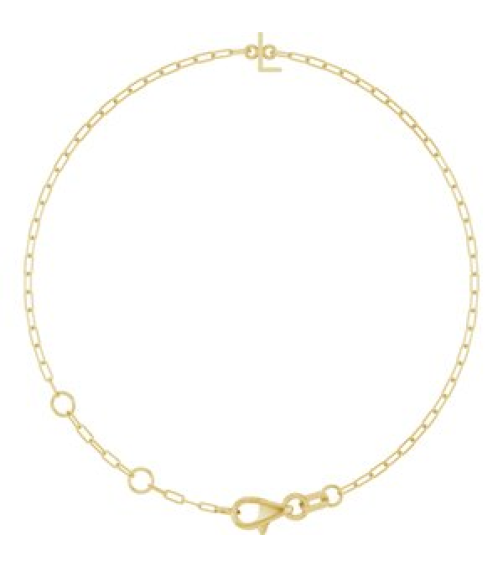 Brc968 Bracelet 14K Yellow Initial L 6 12-7 12 In Polished Sans Serif Initial L Bracelet