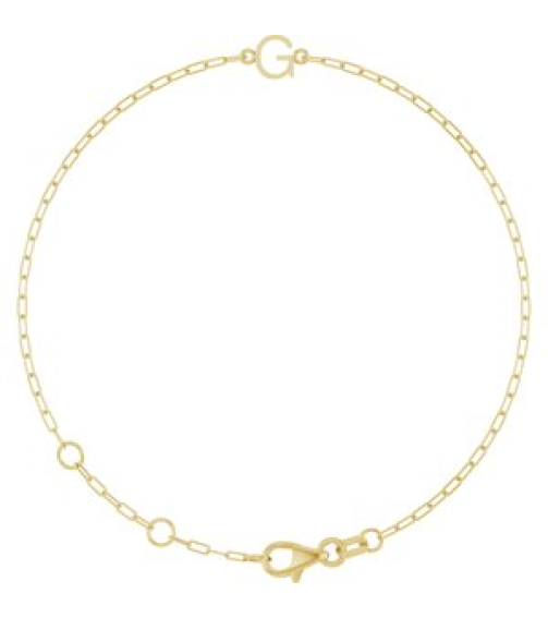 Brc968 Bracelet 14K Yellow Initial G 6 12-7 12 In Polished Sans Serif Initial G Bracelet