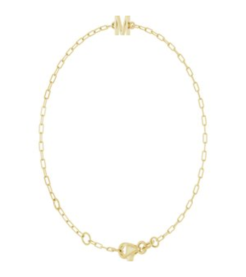 Brc968 Bracelet 14K Yellow Initial M 6 12-7 12 In Polished Sans Serif Initial M Bracelet