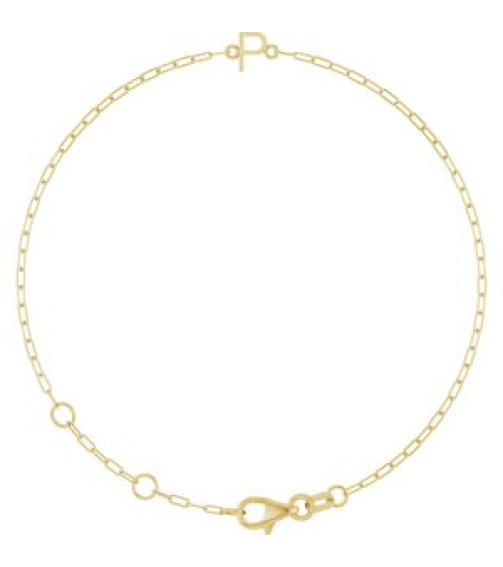 Brc968 Bracelet 14K Yellow Initial P 6 12-7 12 In Polished Sans Serif Initial P Bracelet