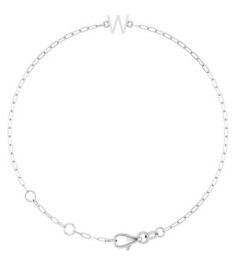 Brc968 Bracelet 14K White Initial W 6 12-7 12 In Polished Sans Serif Initial W Bracelet