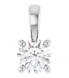 28392 Pendant Set 14K White Round Lab-Grown Diamond 4Mm 14 Ct Si1-Si2, Gh Polished 14 Ct Lab-Grown Diamond 4-Prong Solitaire Pendant