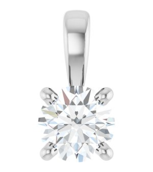 28392 Pendant Set 14K White Round Lab-Grown Diamond 4Mm 14 Ct Si1-Si2, Gh Polished 14 Ct Lab-Grown Diamond 4-Prong Solitaire Pendant