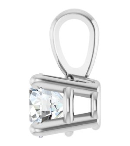 28392 Pendant Set 14K White Round Lab-Grown Diamond 4Mm 14 Ct Si1-Si2, Gh Polished 14 Ct Lab-Grown Diamond 4-Prong Solitaire Pendant