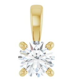 28392 Pendant Set 14K Yellow Round Lab-Grown Diamond 4Mm 14 Ct Si1-Si2, Gh Polished 14 Ct Lab-Grown Diamond 4-Prong Solitaire Pendant