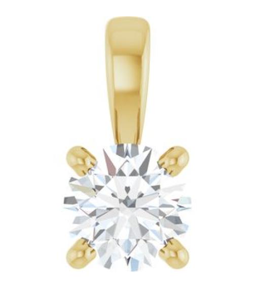 28392 Pendant Set 14K Yellow Round Lab-Grown Diamond 4Mm 14 Ct Si1-Si2, Gh Polished 14 Ct Lab-Grown Diamond 4-Prong Solitaire Pendant