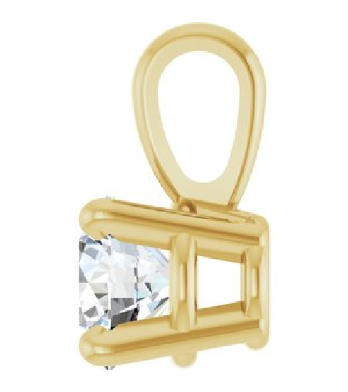 28392 Pendant Set 14K Yellow Round Lab-Grown Diamond 4Mm 14 Ct Si1-Si2, Gh Polished 14 Ct Lab-Grown Diamond 4-Prong Solitaire Pendant