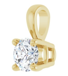 28392 Pendant Set 14K Yellow Round Lab-Grown Diamond 4Mm 14 Ct Si1-Si2, Gh Polished 14 Ct Lab-Grown Diamond 4-Prong Solitaire Pendant