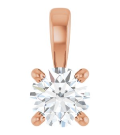 28392 Pendant Set 14K Rose Round Lab-Grown Diamond 4Mm 14 Ct Si1-Si2, Gh Polished 14 Ct Lab-Grown Diamond 4-Prong Solitaire Pendant