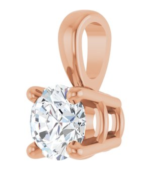 28392 Pendant Set 14K Rose Round Lab-Grown Diamond 4Mm 14 Ct Si1-Si2, Gh Polished 14 Ct Lab-Grown Diamond 4-Prong Solitaire Pendant