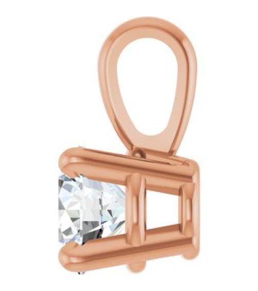 28392 Pendant Set 14K Rose Round Lab-Grown Diamond 4Mm 14 Ct Si1-Si2, Gh Polished 14 Ct Lab-Grown Diamond 4-Prong Solitaire Pendant