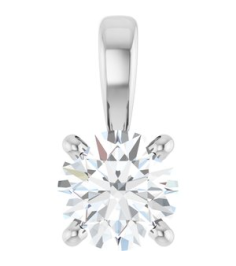 28392 Pendant Set 14K White Round Lab-Grown Diamond 4.5Mm 13 Ct Si1-Si2, Gh Polished 13 Ct Lab-Grown Diamond 4-Prong Solitaire Pendant
