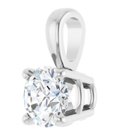 28392 Pendant Set 14K White Round Lab-Grown Diamond 4.5Mm 13 Ct Si1-Si2, Gh Polished 13 Ct Lab-Grown Diamond 4-Prong Solitaire Pendant