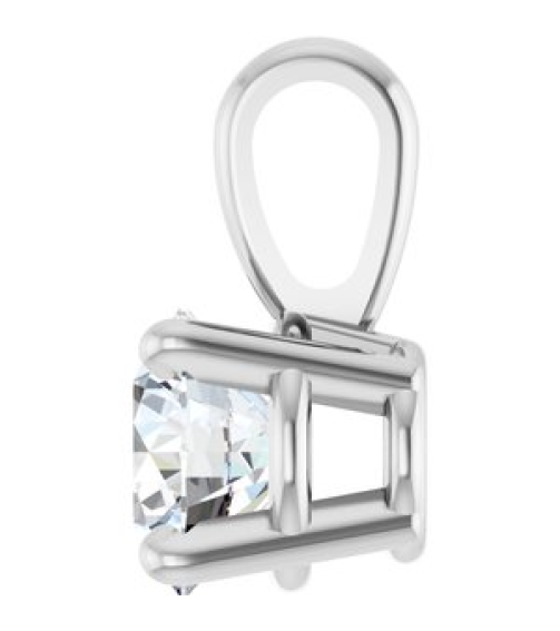 28392 Pendant Set 14K White Round Lab-Grown Diamond 4.5Mm 13 Ct Si1-Si2, Gh Polished 13 Ct Lab-Grown Diamond 4-Prong Solitaire Pendant
