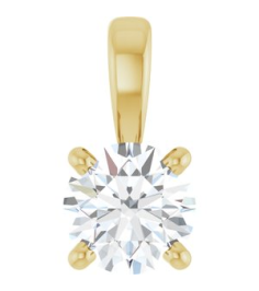28392 Pendant Set 14K Yellow Round Lab-Grown Diamond 4.5Mm 13 Ct Si1-Si2, Gh Polished 13 Ct Lab-Grown Diamond 4-Prong Solitaire Pendant