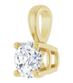 28392 Pendant Set 14K Yellow Round Lab-Grown Diamond 4.5Mm 13 Ct Si1-Si2, Gh Polished 13 Ct Lab-Grown Diamond 4-Prong Solitaire Pendant