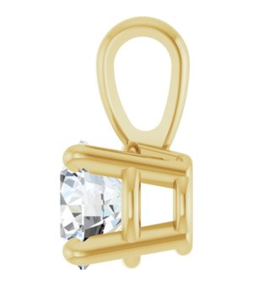 28392 Pendant Set 14K Yellow Round Lab-Grown Diamond 4.5Mm 13 Ct Si1-Si2, Gh Polished 13 Ct Lab-Grown Diamond 4-Prong Solitaire Pendant
