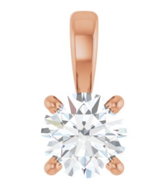 28392 Pendant Set 14K Rose Round Lab-Grown Diamond 4.5Mm 13 Ct Si1-Si2, Gh Polished 13 Ct Lab-Grown Diamond 4-Prong Solitaire Pendant