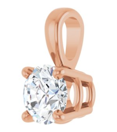 28392 Pendant Set 14K Rose Round Lab-Grown Diamond 4.5Mm 13 Ct Si1-Si2, Gh Polished 13 Ct Lab-Grown Diamond 4-Prong Solitaire Pendant