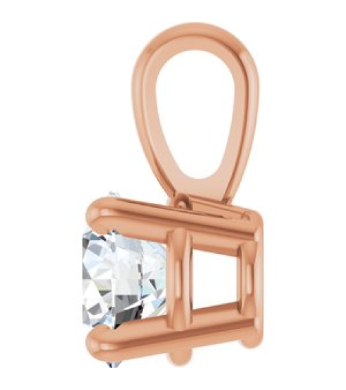 28392 Pendant Set 14K Rose Round Lab-Grown Diamond 4.5Mm 13 Ct Si1-Si2, Gh Polished 13 Ct Lab-Grown Diamond 4-Prong Solitaire Pendant