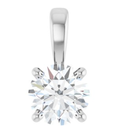 28392 Pendant Set 14K White Round Lab-Grown Diamond 5Mm 12 Ct Si1-Si2, Gh Polished 12 Ct Lab-Grown Diamond 4-Prong Solitaire Pendant