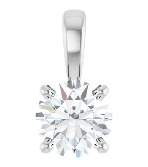28392 Pendant Set 14K White Round Lab-Grown Diamond 5Mm 12 Ct Si1-Si2, Gh Polished 12 Ct Lab-Grown Diamond 4-Prong Solitaire Pendant