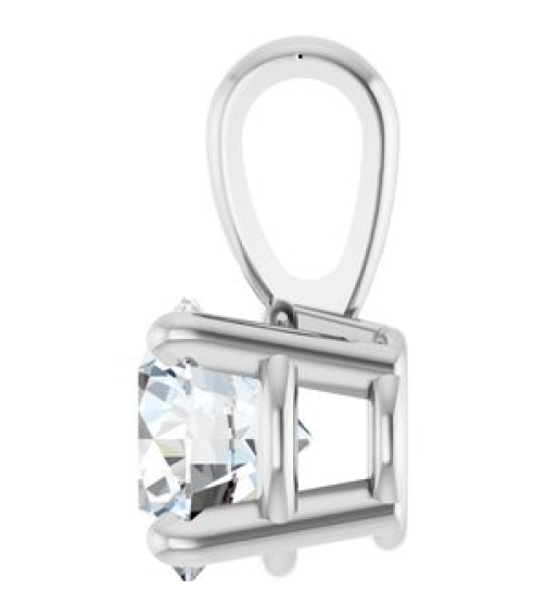 28392 Pendant Set 14K White Round Lab-Grown Diamond 5Mm 12 Ct Si1-Si2, Gh Polished 12 Ct Lab-Grown Diamond 4-Prong Solitaire Pendant