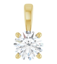28392 Pendant Set 14K Yellow Round Lab-Grown Diamond 5Mm 12 Ct Si1-Si2, Gh Polished 12 Ct Lab-Grown Diamond 4-Prong Solitaire Pendant