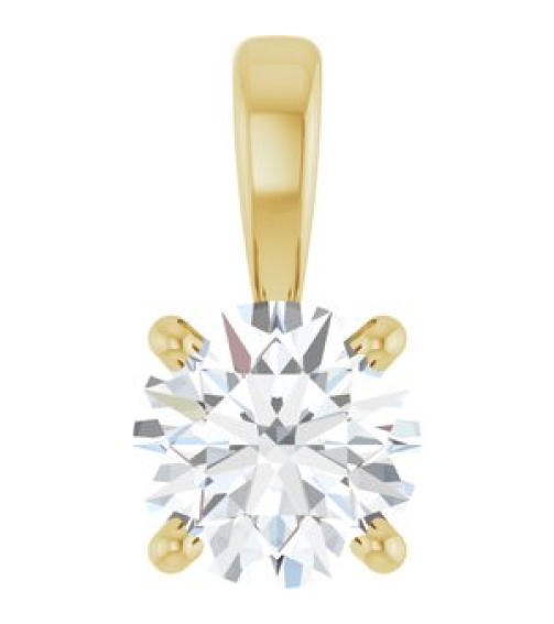 28392 Pendant Set 14K Yellow Round Lab-Grown Diamond 5Mm 12 Ct Si1-Si2, Gh Polished 12 Ct Lab-Grown Diamond 4-Prong Solitaire Pendant