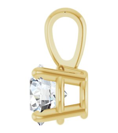 28392 Pendant Set 14K Yellow Round Lab-Grown Diamond 5Mm 12 Ct Si1-Si2, Gh Polished 12 Ct Lab-Grown Diamond 4-Prong Solitaire Pendant