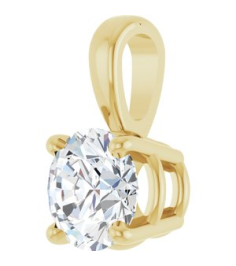 28392 Pendant Set 14K Yellow Round Lab-Grown Diamond 5Mm 12 Ct Si1-Si2, Gh Polished 12 Ct Lab-Grown Diamond 4-Prong Solitaire Pendant