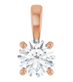 28392 Pendant Set 14K Rose Round Lab-Grown Diamond 5Mm 12 Ct Si1-Si2, Gh Polished 12 Ct Lab-Grown Diamond 4-Prong Solitaire Pendant
