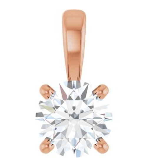28392 Pendant Set 14K Rose Round Lab-Grown Diamond 5Mm 12 Ct Si1-Si2, Gh Polished 12 Ct Lab-Grown Diamond 4-Prong Solitaire Pendant