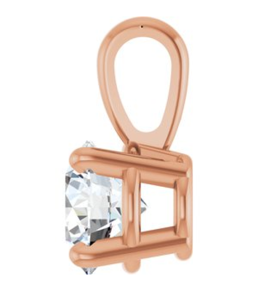 28392 Pendant Set 14K Rose Round Lab-Grown Diamond 5Mm 12 Ct Si1-Si2, Gh Polished 12 Ct Lab-Grown Diamond 4-Prong Solitaire Pendant