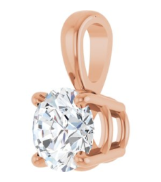 28392 Pendant Set 14K Rose Round Lab-Grown Diamond 5Mm 12 Ct Si1-Si2, Gh Polished 12 Ct Lab-Grown Diamond 4-Prong Solitaire Pendant