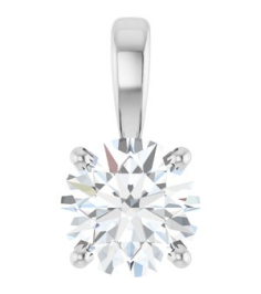 28392 Pendant Set 14K White Round Lab-Grown Diamond 6Mm 34 Ct Si1-Si2, Gh Polished 34 Ct Lab-Grown Diamond 4-Prong Solitaire Pendant
