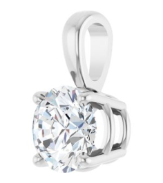 28392 Pendant Set 14K White Round Lab-Grown Diamond 6Mm 34 Ct Si1-Si2, Gh Polished 34 Ct Lab-Grown Diamond 4-Prong Solitaire Pendant
