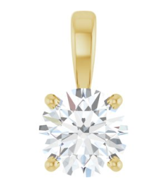 28392 Pendant Set 14K Yellow Round Lab-Grown Diamond 6Mm 34 Ct Si1-Si2, Gh Polished 34 Ct Lab-Grown Diamond 4-Prong Solitaire Pendant