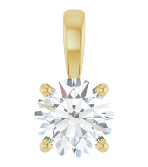 28392 Pendant Set 14K Yellow Round Lab-Grown Diamond 6Mm 34 Ct Si1-Si2, Gh Polished 34 Ct Lab-Grown Diamond 4-Prong Solitaire Pendant