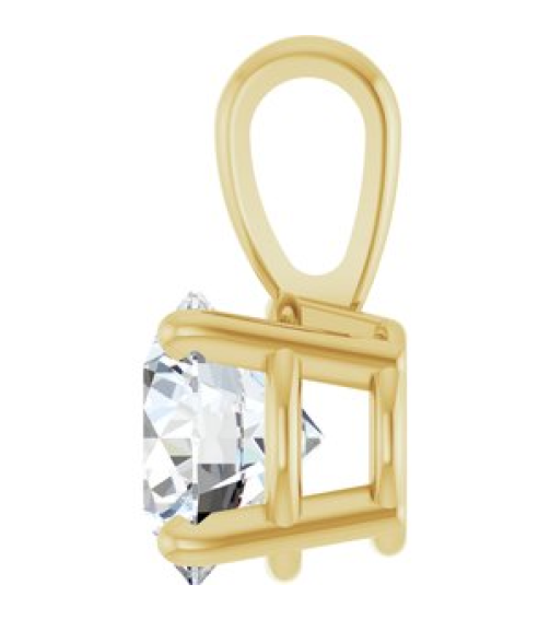 28392 Pendant Set 14K Yellow Round Lab-Grown Diamond 6Mm 34 Ct Si1-Si2, Gh Polished 34 Ct Lab-Grown Diamond 4-Prong Solitaire Pendant