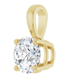 28392 Pendant Set 14K Yellow Round Lab-Grown Diamond 6Mm 34 Ct Si1-Si2, Gh Polished 34 Ct Lab-Grown Diamond 4-Prong Solitaire Pendant